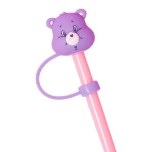 Care Bear Purple Silicone Reuseable Straw Topper With 12" Straw For 30oz & 40oz